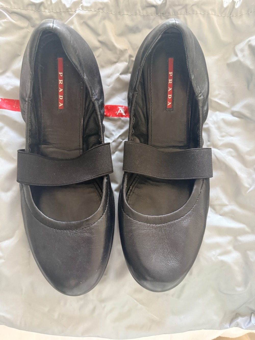 Prada Black Leather Mary Jane Flats